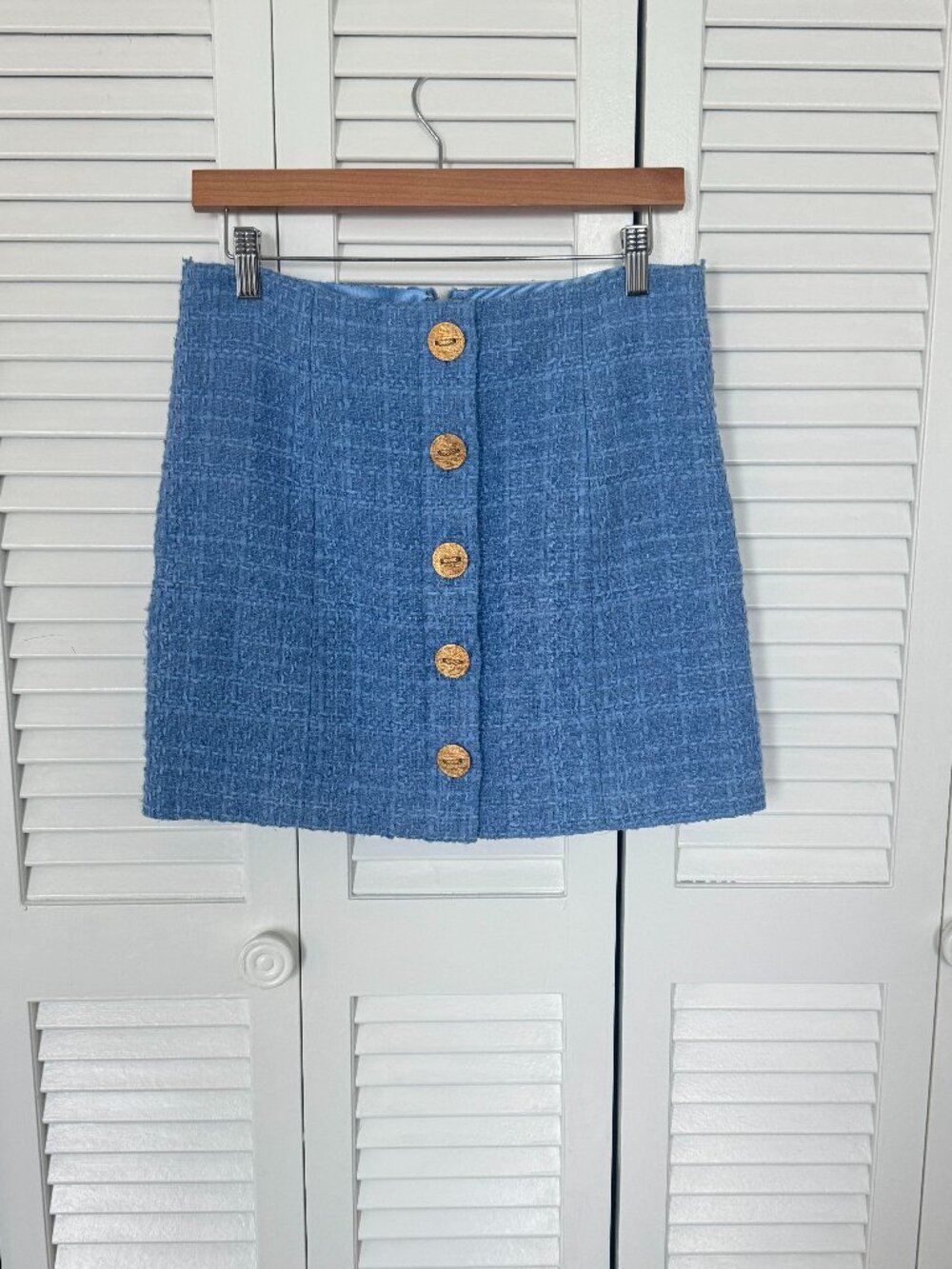 VERONICA BEARD SKY BLUE TWEED SKIRT, SIZE 8